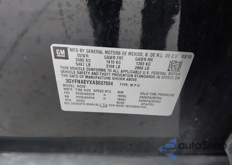 2010 Cadillac Srx Luxury Collection from USA, damaged, VIN 3GYFNAEYXAS607804